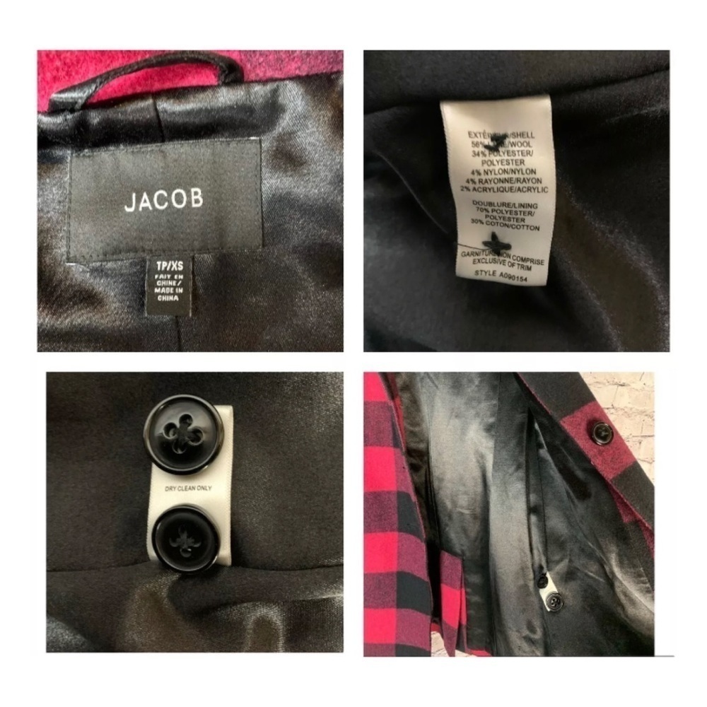 Jacob Pink/Black Buffalo Check Peacoat EUC - Picture 13 of 13